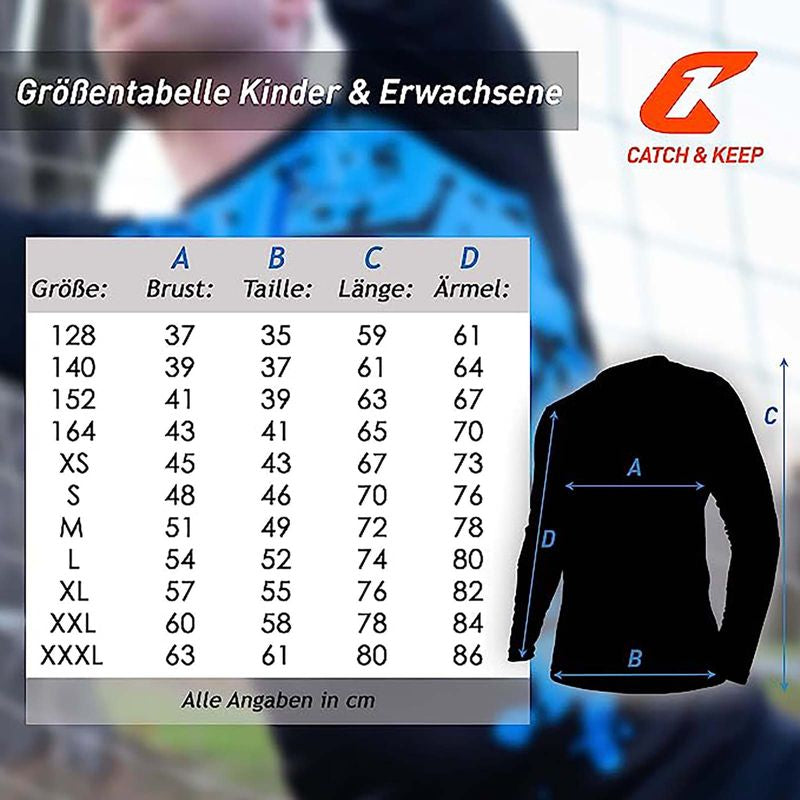 Trikot Protection Torwarttrikot Gr. 164 Blau-Schwarz Fussball Torwart Shirt Oberteil