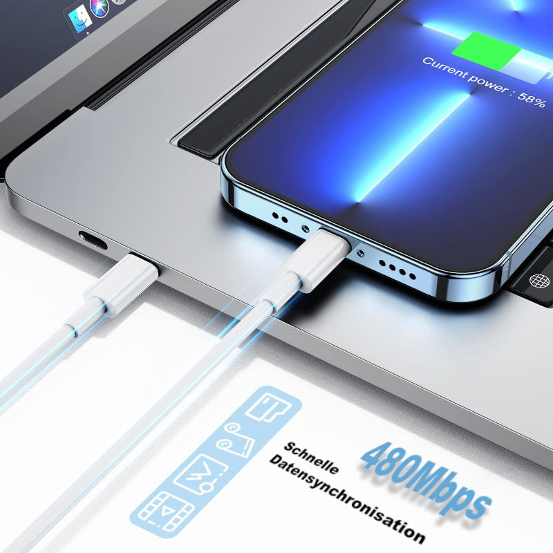 Lightning zu USB-C Kabel 3m Datenkabel mit USB-C-Anschluss für iPhone