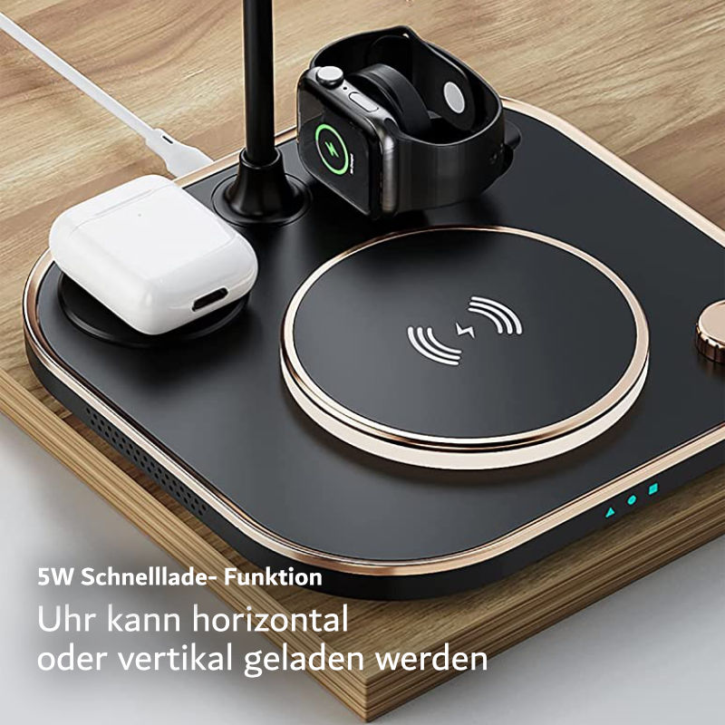 4-in-1 Tischlampe Schnelllader für Smartphone Smartwatch Kopfhörer
