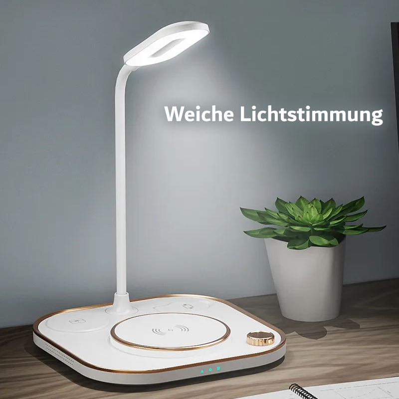 4-in-1 Tischlampe Schnelllader für Smartphone Smartwatch Kopfhörer