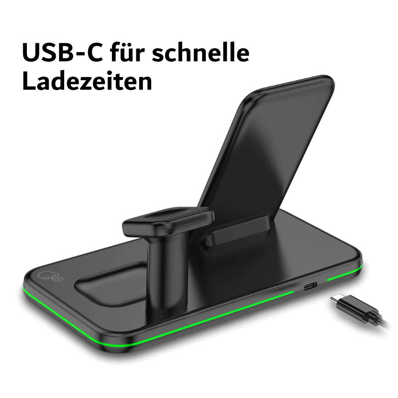 3-in-1 Ladestation für Smartphone Smartwatch Kopfhörer Dockingstation