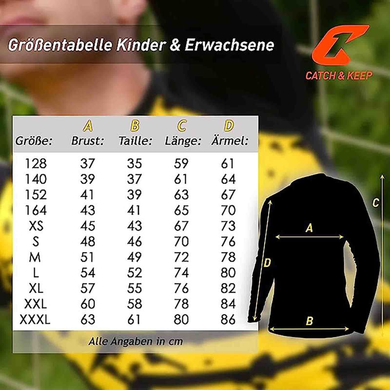 Trikot Protection Torwarttrikot Gr. 164 Gelb-Schwarz Fussball Torwart Shirt Oberteil