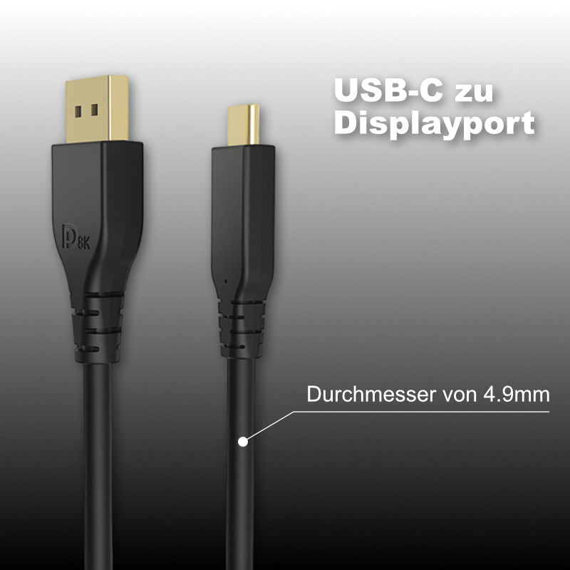 USB-C zu DP Anschluss 3m USB-C zu DisplayPort USB-Typ-C zu DP Kabel