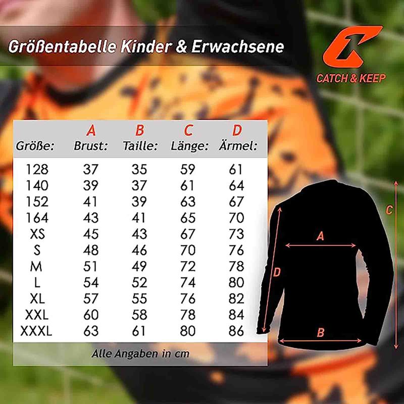 Trikot Protection Torwarttrikot Gr. 152 Orange-Schwarz Fussball Torwart Shirt Oberteil