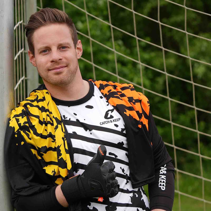 Trikot Protection Torwarttrikot Gr. S Orange-Schwarz Fussball Torwart Shirt Oberteil