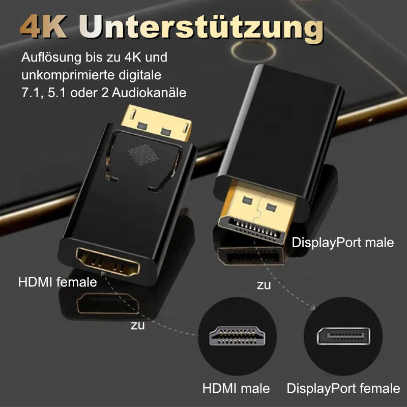 Adapter Displayport zu HDMI DP zu HDMI Adapter DP Stecker HDMI Buchse