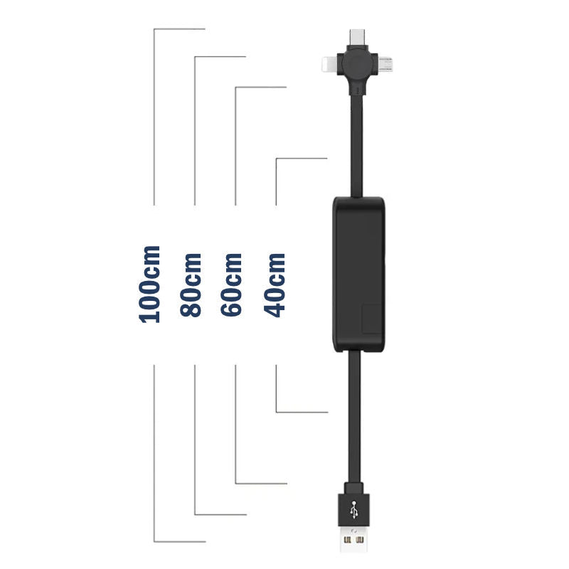 USB-Multianschlussladekabel USB-C Micro USB Lightning Ladekabel 3in1