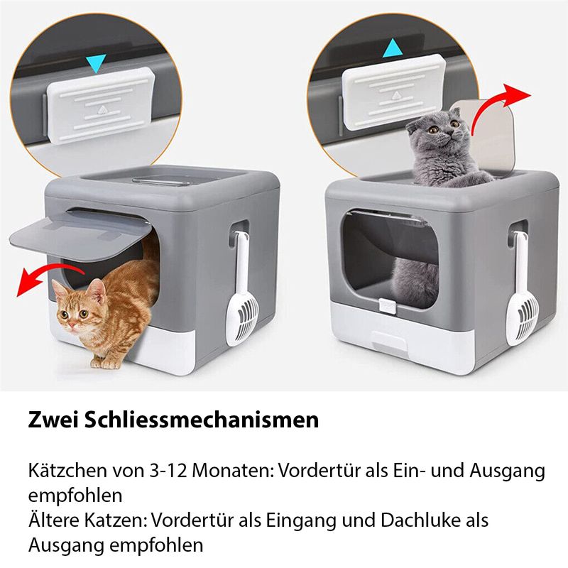Katzentoilette XXL Katzenklo Haubentoilette mit Deckel und Sieb