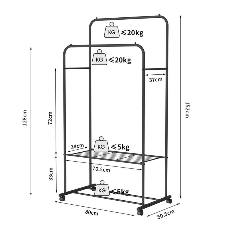 Kleiderständer Garderobenständer Herrendiener Roll-Kleiderständer