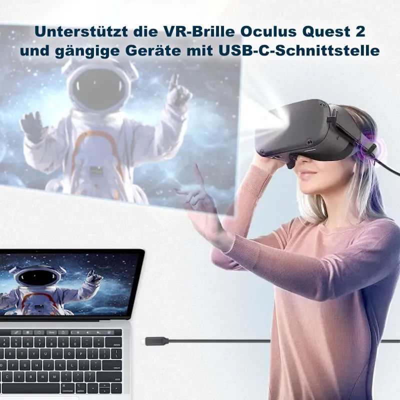 Kabel für VR Brille 5m Oculus Quest 2 USB-C Datenkabel Ladekabel
