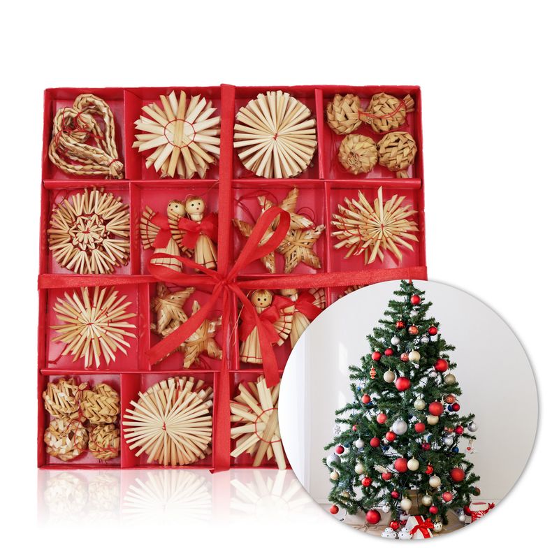 Strohsterne Strohengel Strohschmuck Strohbaumschmuck Strohdeko Set