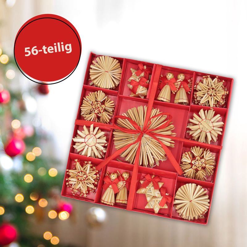 Strohengel Strohschmuck Strohsterne Strohdeko Strohbaumschmuck Set