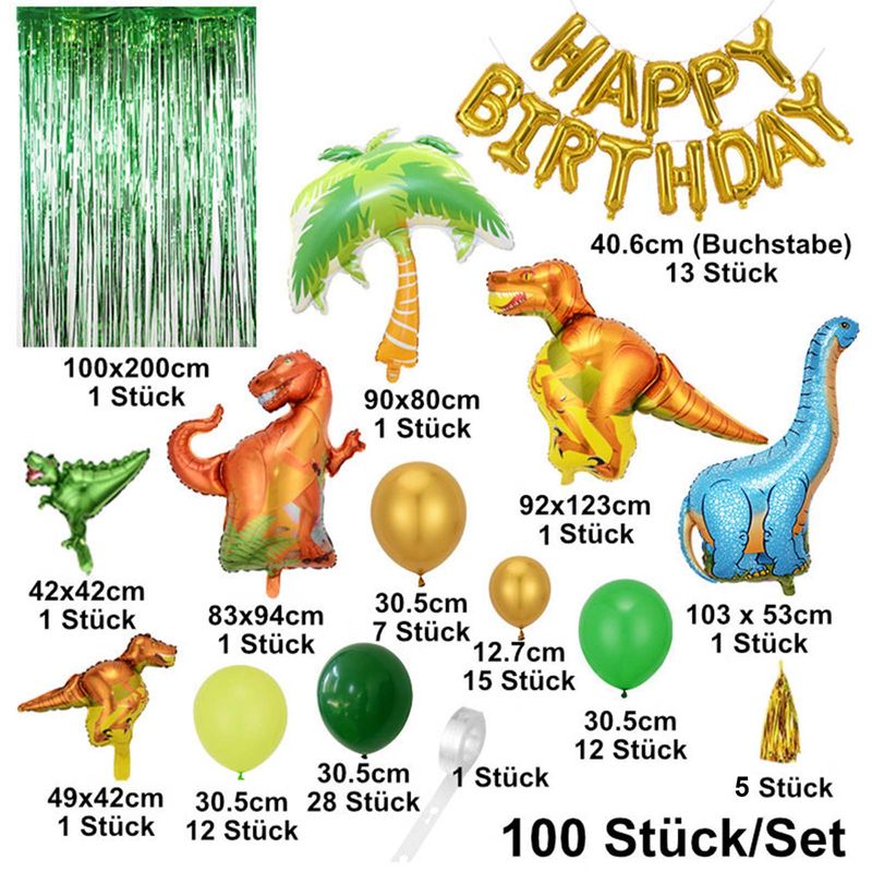Luftballons Dinosaurier Ballon Folienballon-Set Geburtstags Deko