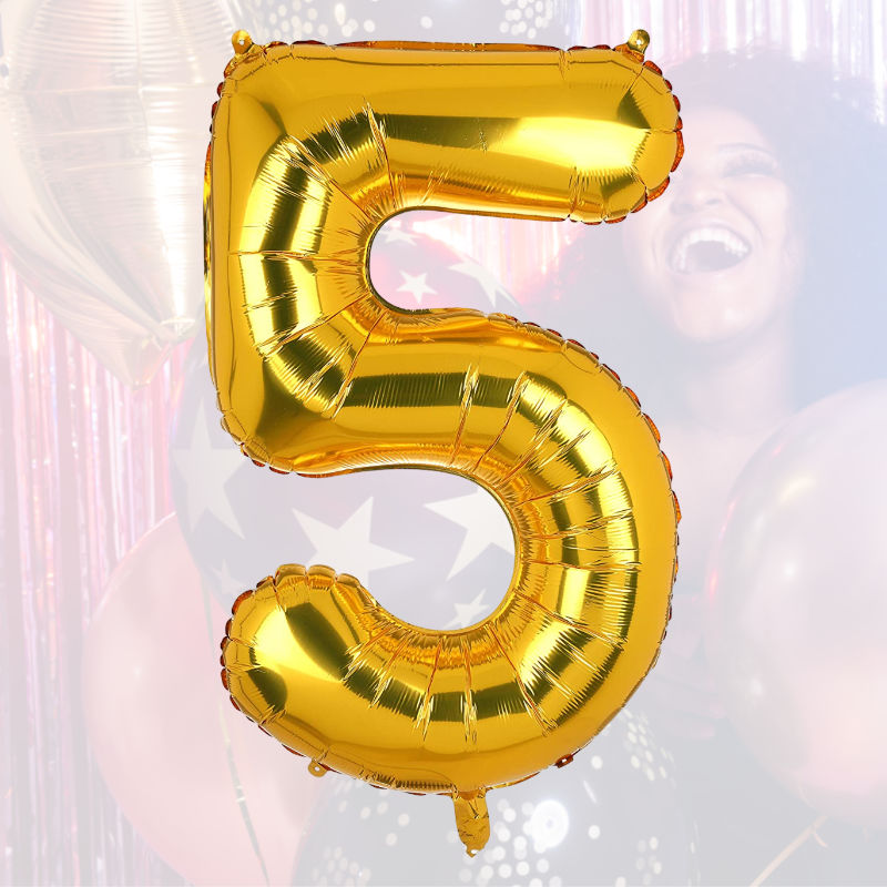 Zahlenballon Zahl 5 Golden Folienballon Geburtstagsparty Ballon 81cm