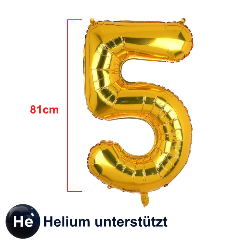 Zahlenballon Zahl 5 Golden Folienballon Geburtstagsparty Ballon 81cm