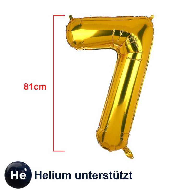 Zahlenballon Zahl 7 Golden Folienballon Geburtstagsparty Ballon 81cm