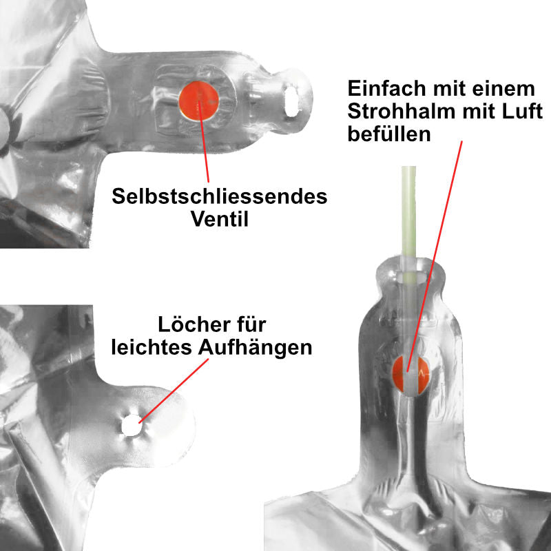 Folienballon Zahl 6 Zahlenballon Luftballon Heliumballon Silbrig 81cm