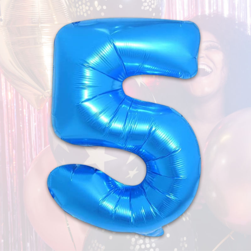 Zahlenballon Zahl 5 Blau Folienballon Geburtstagsparty Ballon 81cm