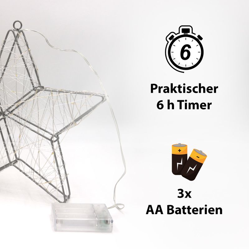 LED-Stern LED-Weihnachtsstern Leuchtstern Metallstern Drahtstern