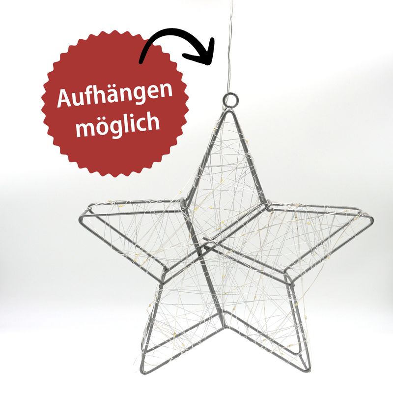 LED-Stern LED-Weihnachtsstern Leuchtstern Metallstern Drahtstern