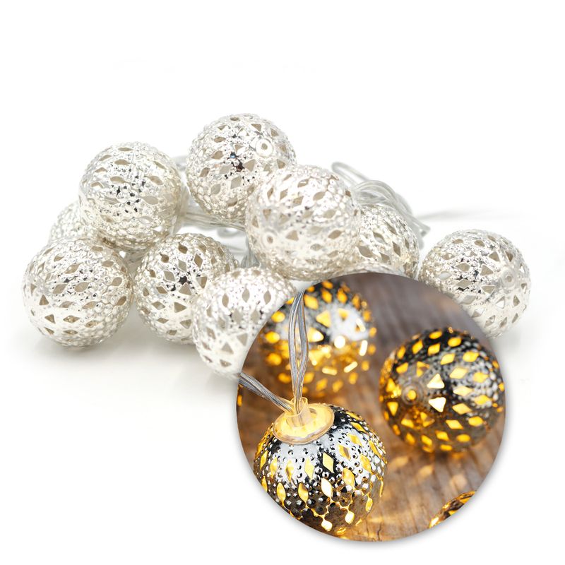 1.65m LED Lichterkette Metallkugel Ball Leuchtkette Lichtgirlande