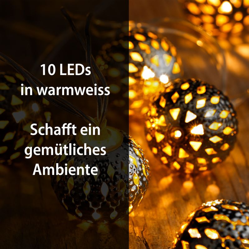 1.65m LED Lichterkette Metallkugel Ball Leuchtkette Lichtgirlande