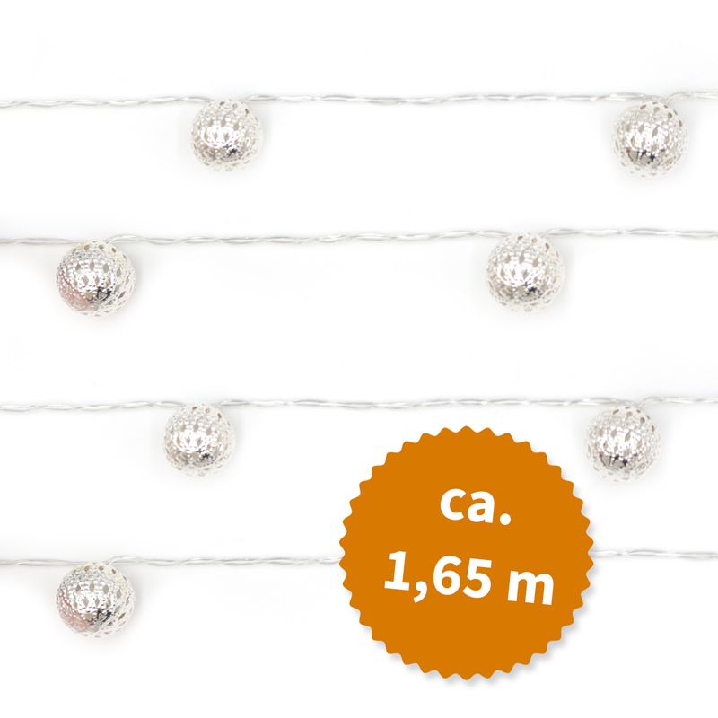 1.65m LED Lichterkette Metallkugel Ball Leuchtkette Lichtgirlande