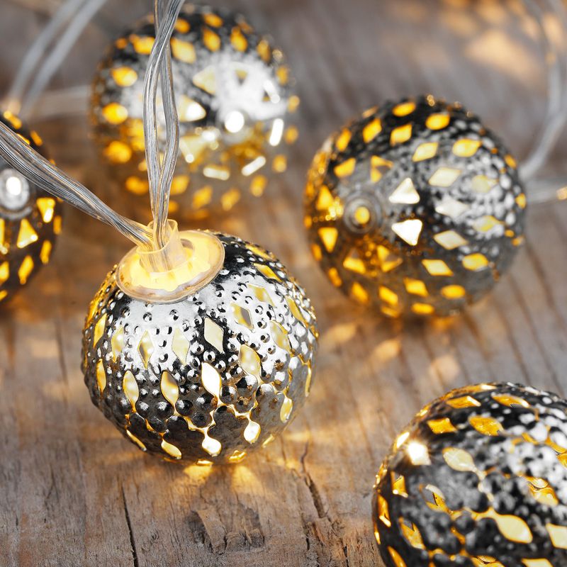 1.65m LED Lichterkette Metallkugel Ball Leuchtkette Lichtgirlande