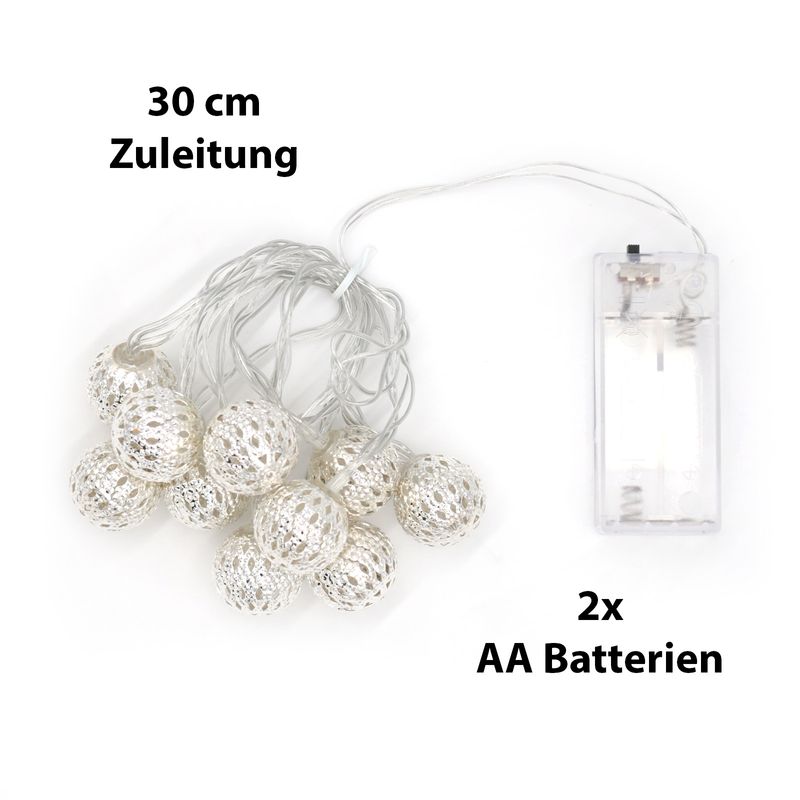 1.65m LED Lichterkette Metallkugel Ball Leuchtkette Lichtgirlande