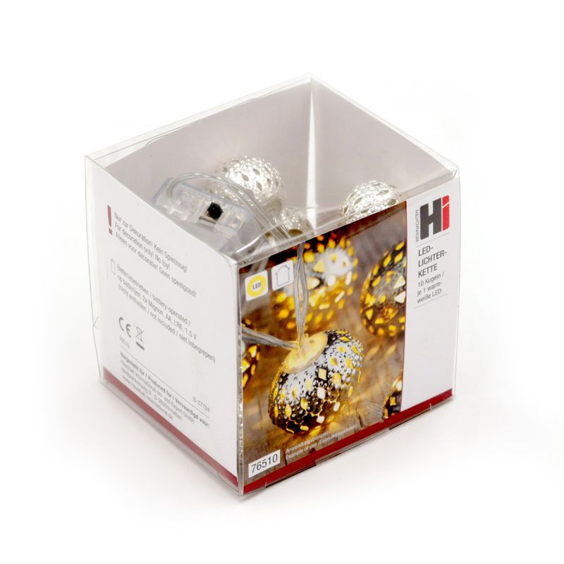 1.65m LED Lichterkette Metallkugel Ball Leuchtkette Lichtgirlande