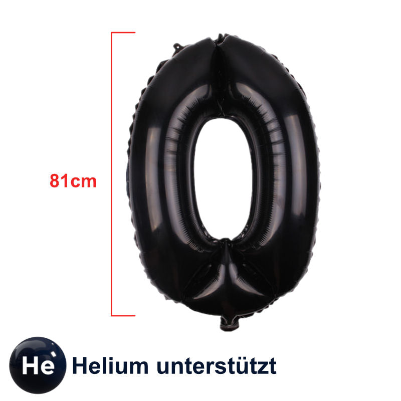 Folienballon Zahl 0 Zahlenballon Geburtstagsparty Ballon Schwarz 81cm