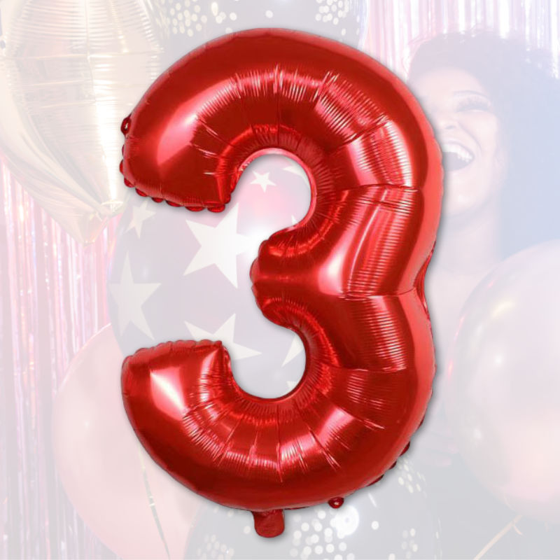 Zahlenballon Zahl 3 Rot Folienballon Geburtstagsparty Ballon 81cm