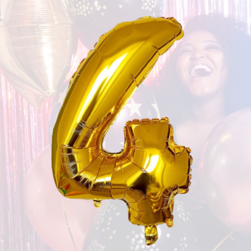 Folienballon Zahl 4 Golden Zahlenballon Geburtstagsparty Ballon 40cm