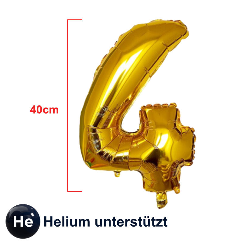 Folienballon Zahl 4 Golden Zahlenballon Geburtstagsparty Ballon 40cm