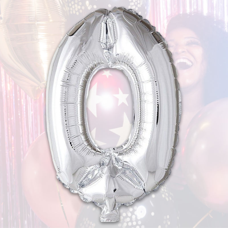 Folienballon Zahl 0 Zahlenballon Geburtstagsparty Ballon Silbrig 40cm