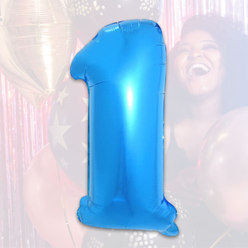 Folienballon Zahl 1 Zahlenballon Geburtstagsparty Ballon Blau 40cm