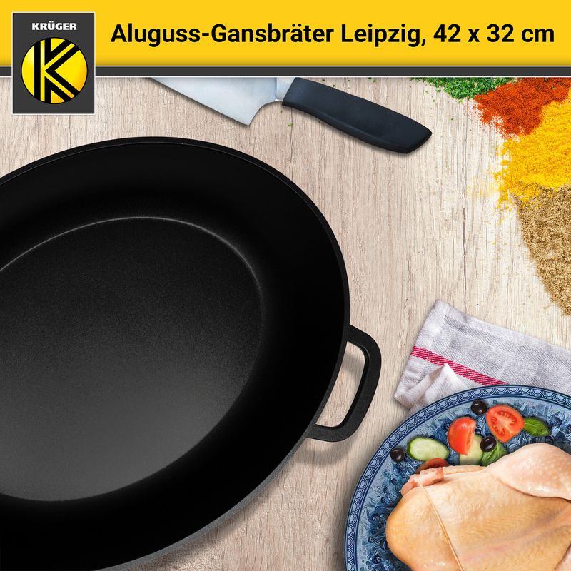 Aluguss-Gansbräter Backofenform Schmortopf Schmorbräter Bratschale