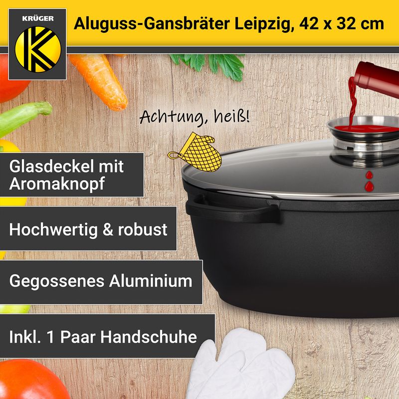 Aluguss-Gansbräter Backofenform Schmortopf Schmorbräter Bratschale