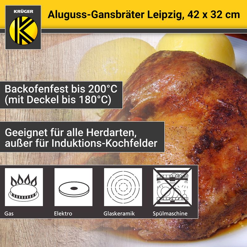Aluguss-Gansbräter Backofenform Schmortopf Schmorbräter Bratschale