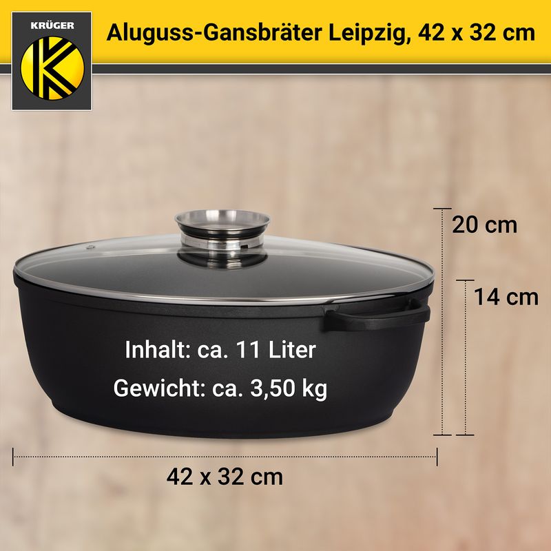Aluguss-Gansbräter Backofenform Schmortopf Schmorbräter Bratschale