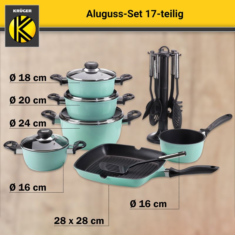Set Kochgeschirr Aluguss Kochtopf Pfanne Küchenhelfer Küchenutensilien