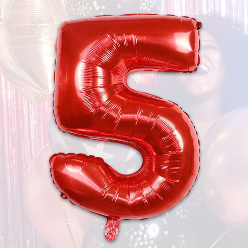 Folienballon Zahl 5 Zahlenballon Geburtstagsparty Ballon Rot 40cm