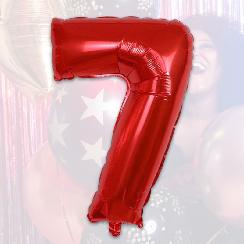 Folienballon Zahl 7 Zahlenballon Geburtstagsparty Ballon Rot 40cm