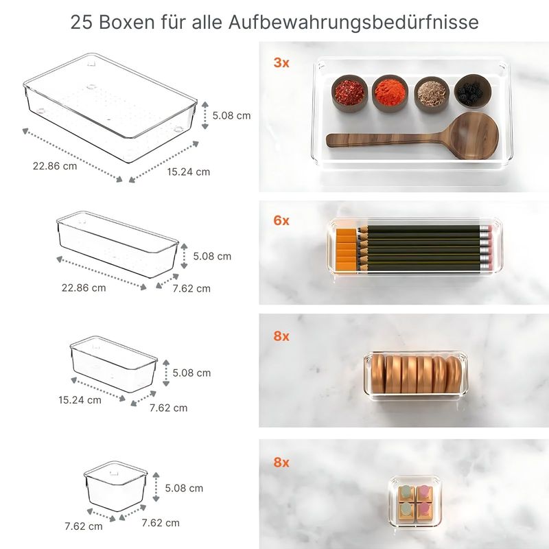 Schubladen Organizer 25-teilig Aufbewahrungsbox Einsatz Ordnungssystem