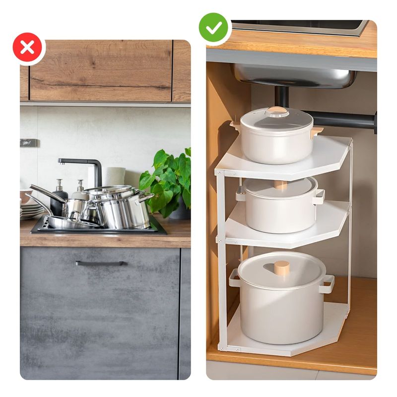 Topf-Eckregal Arbeitsplatten-Eckregal Topfregal Küchen-Organizer