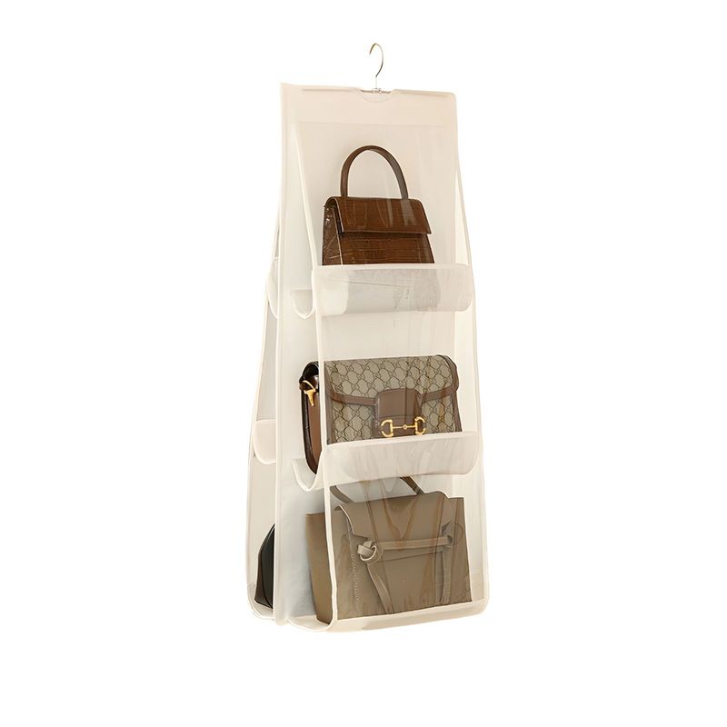 Handtaschen Organizer Hängende Aufbewahrungstasche 6 Fächer Weiss