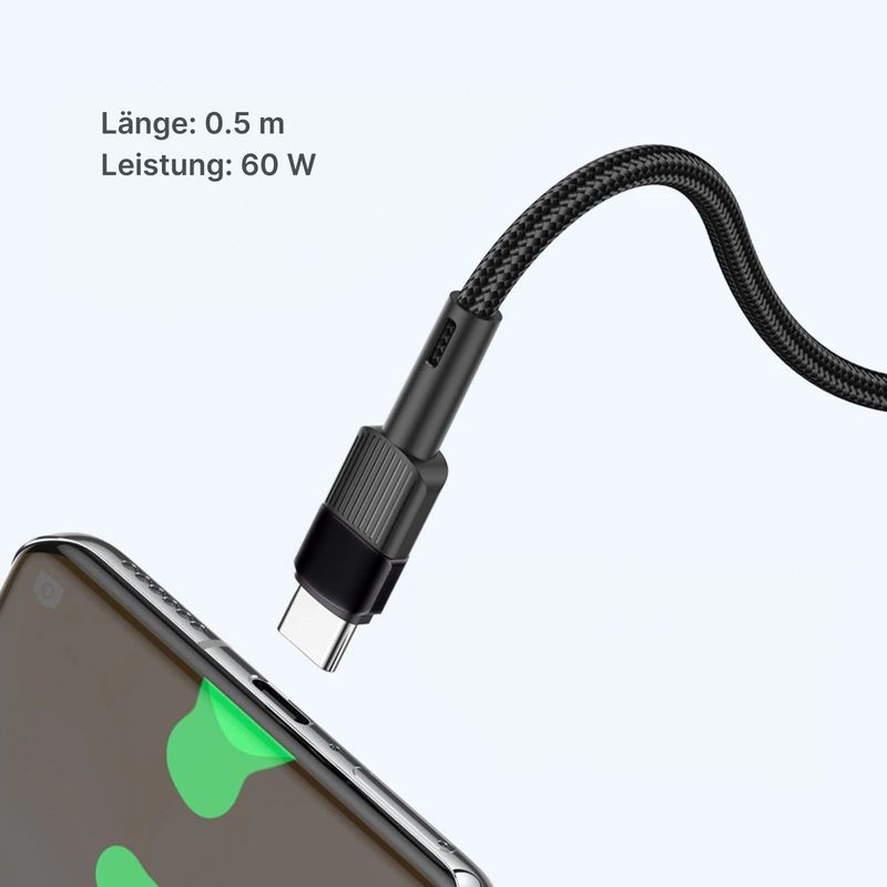 Kabel USB-C zu USB-C 0.5m 60W Datenkabel Schnellladekabel