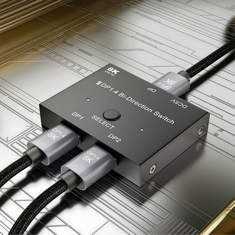 Switch Displayport 2x1 Ports DP-Umschalter 8K@30Hz bidirektional