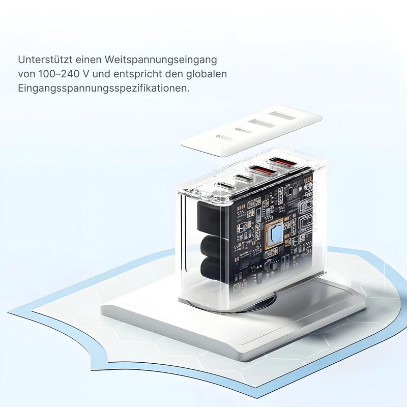 Ladegerät 100W Schnellladegerät USB-A USB-C 4-Ports Netzteil