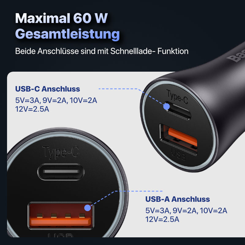Car Charger USB-A USB-C KFZ-Ladegerät USB-A USB-C Auto-USB-Adapter
